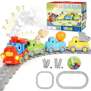 dinosaur rail car train track toy set