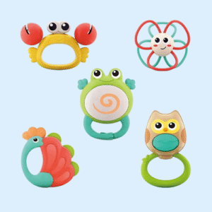 cartoon animal rattle set