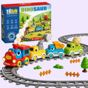 dinosaur rail car train track toy set