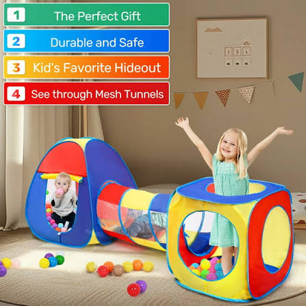 3 piece kids pop up play tent set with tunnel & ball pit 3 piece kids pop up play tent set with tunnel & ball pit