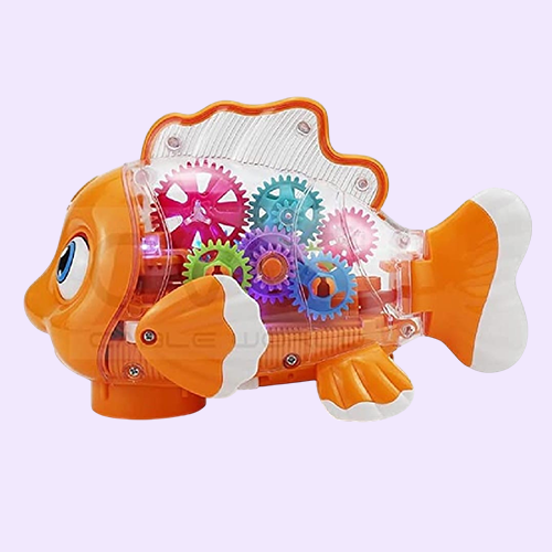 interactive electric fish toy with lights and music